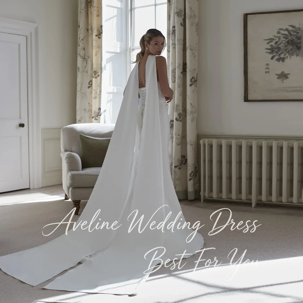 Modern Strapless Pleated Shawl Mermaid Wedding Dress 2026 Women Backless Sweep Train Bridal Gown Vestidos De Novia Customized