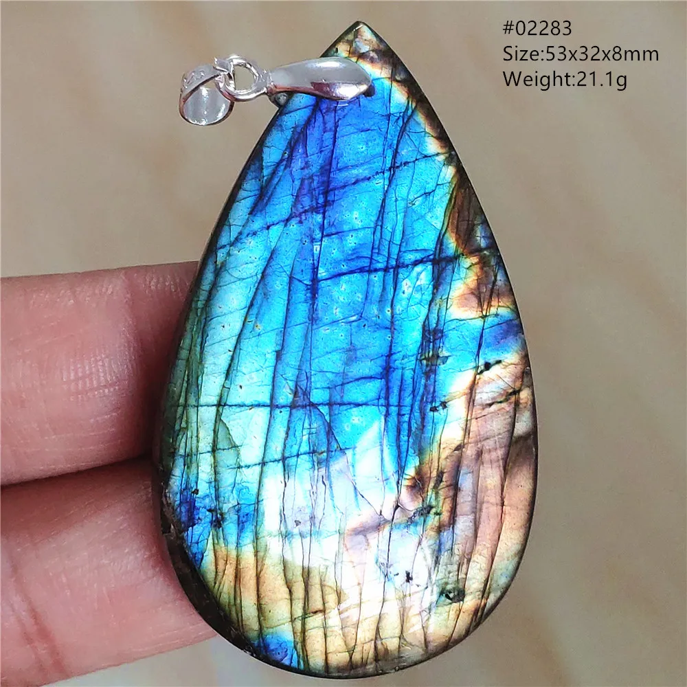 

Natural Colorful Labradorite Pendant Necklace Jewelry Bead Water Drop For Women Men Blue Labradorite Healing New Fashion AAAAAA