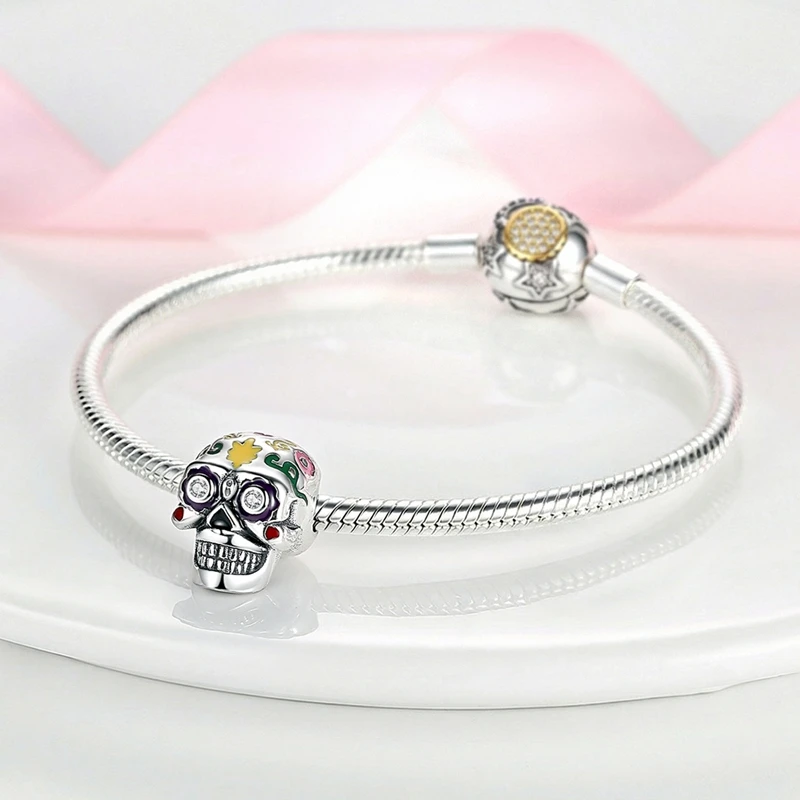 925 Sterling Silber Halloween Charms Perlen Skelett Kürbis Kutsche Hexe Herz Anhänger Passend für Armband Frauen DIY Schmuck Geschenke – Detail 8