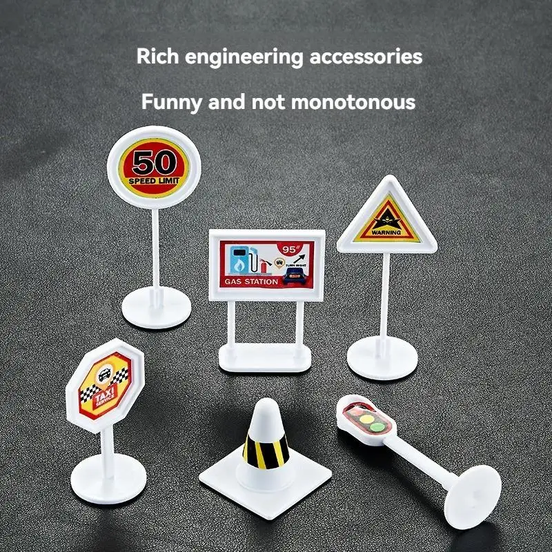 

1 Set Christmas Children's Inertial Airplane Car Toy 6 Road Signs 3 Random Cars 1 Helicopter Model Gift