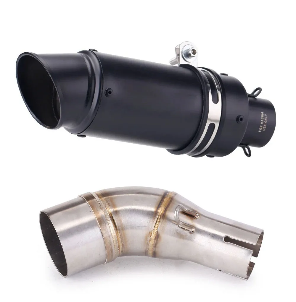 Black / Silvery Exhaust Pipe With Muffler Link Pipe 51MM Escape Slip-On For Yamaha R3 R25 MT03 MT25 2015-2025 YZF-R3 MT-03 YZFR3