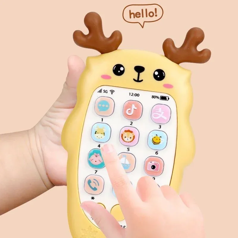 Giocattolo Telefono per Bambini Bilingue con Funzione Massaggiagengive, Musica e Voce, Giocattolo Educativo per la Prima Infanzia, Macchina Elettronica per l'Apprendimento, Regalo per Bambini, Giocattolo per Neonati
