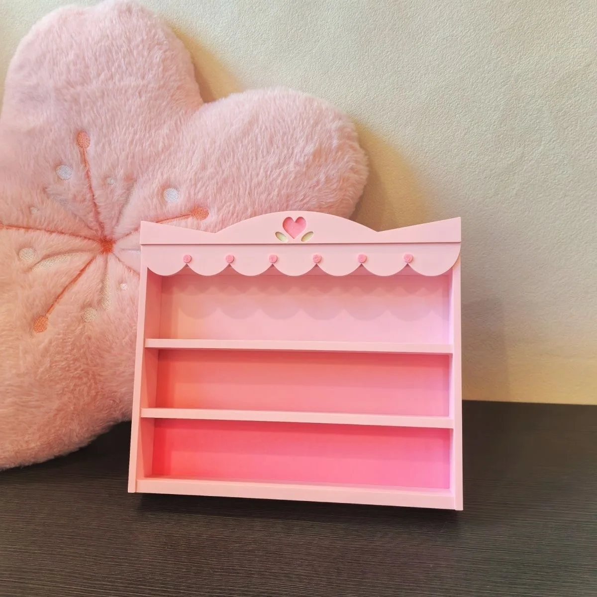 Kawaii Pink Figure Display Shelf Multi-layer Wooden Blind Box Storage Rack Desktop Doll Organizer Cute Anime Girls Room Decor