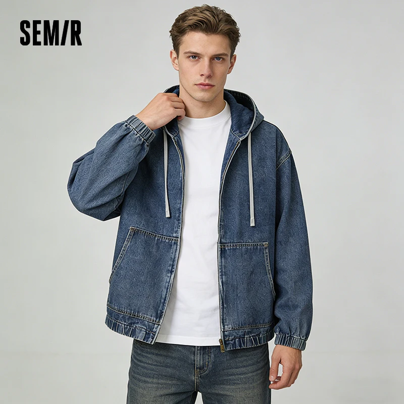 Veste américaine Semir pour homme, collection Printemps 2026, en jean à capuche, style urbain vintag