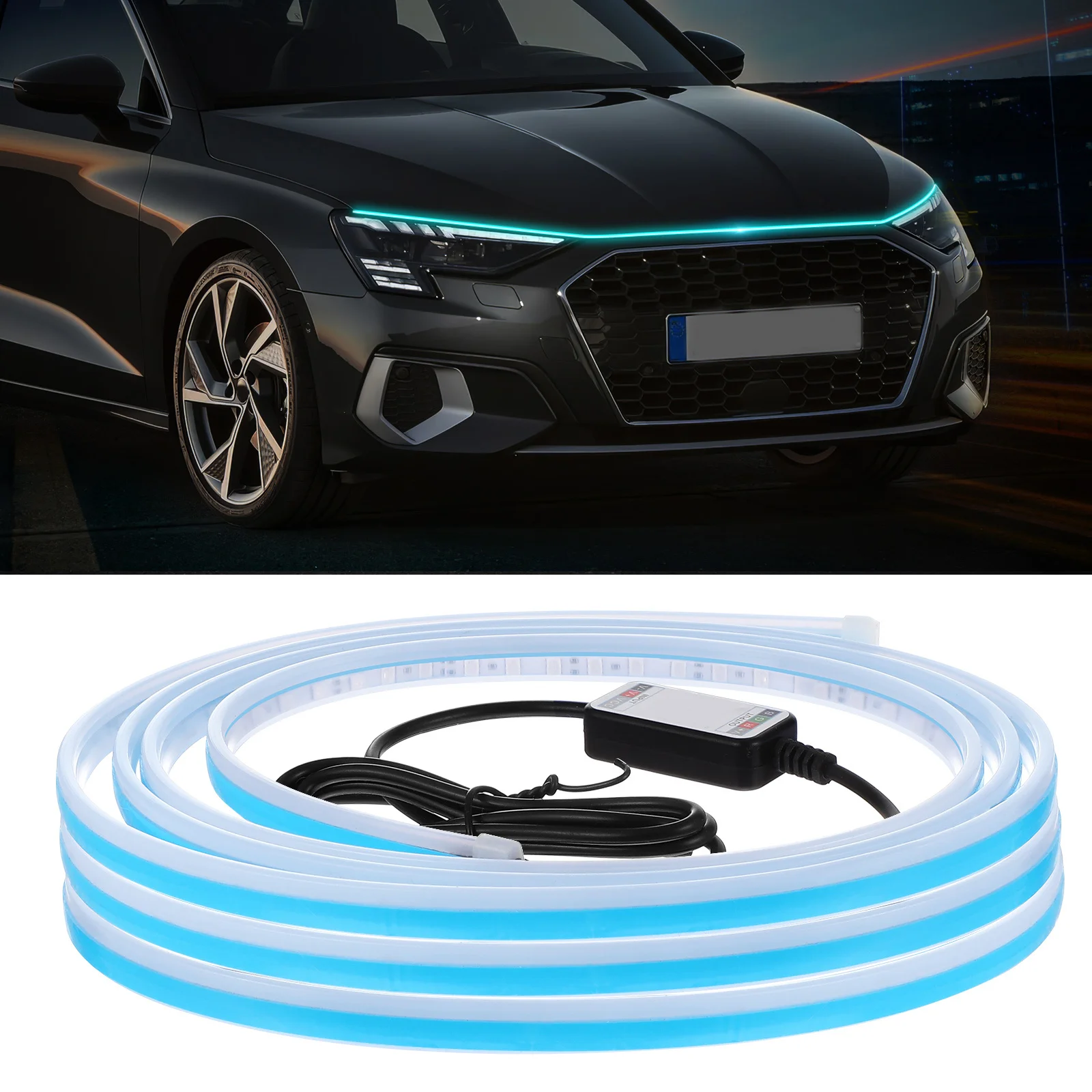 

Engine Cover Led Strips Rgb Car Light Bar App Control Exterior Hooded Lighting Strip For Car Decoration