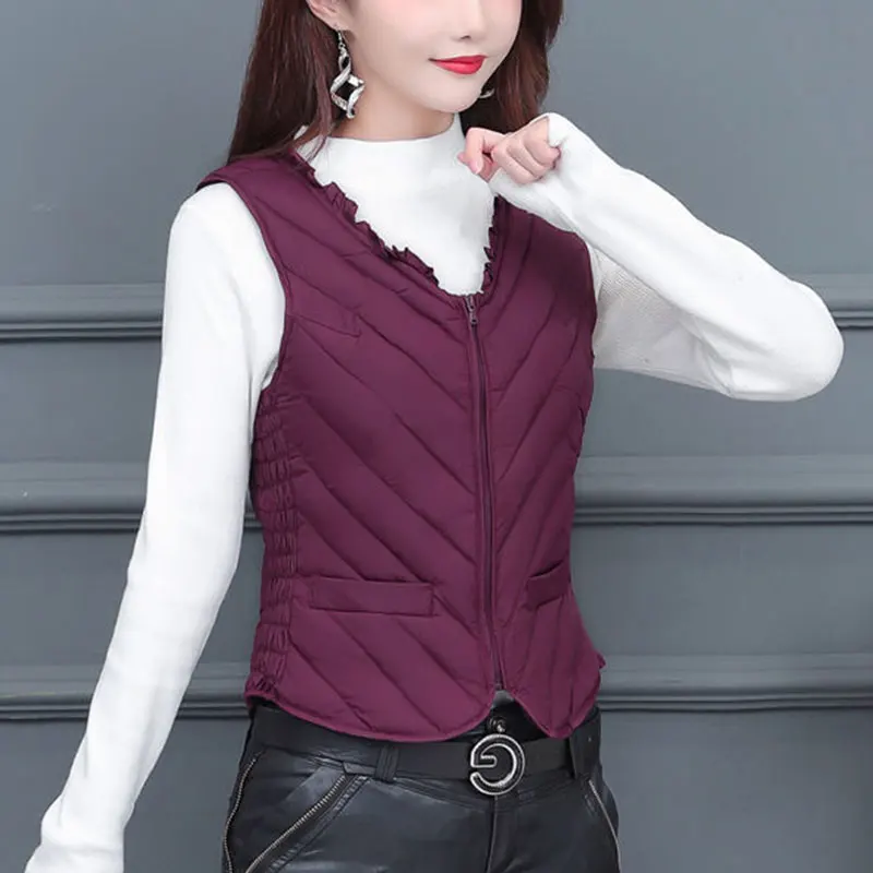 Women's Autumn Fashion Simplicity Solid Color Slim Vests Women Clothes Office Lady All-match Casual Temperament Tank Top Coat