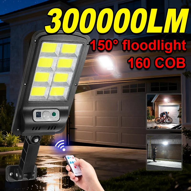 300000 لومن ترقية جديدة 160 كوب فتيل ضوء جدار شمسي   لمبة شمسية خارجية عالية الطاقة   شحن قوي بأشعة الشمس   مستشعر حركة ضوء شمسي   حديقة، مرآب، فناء، شارع، ضوء شمسي