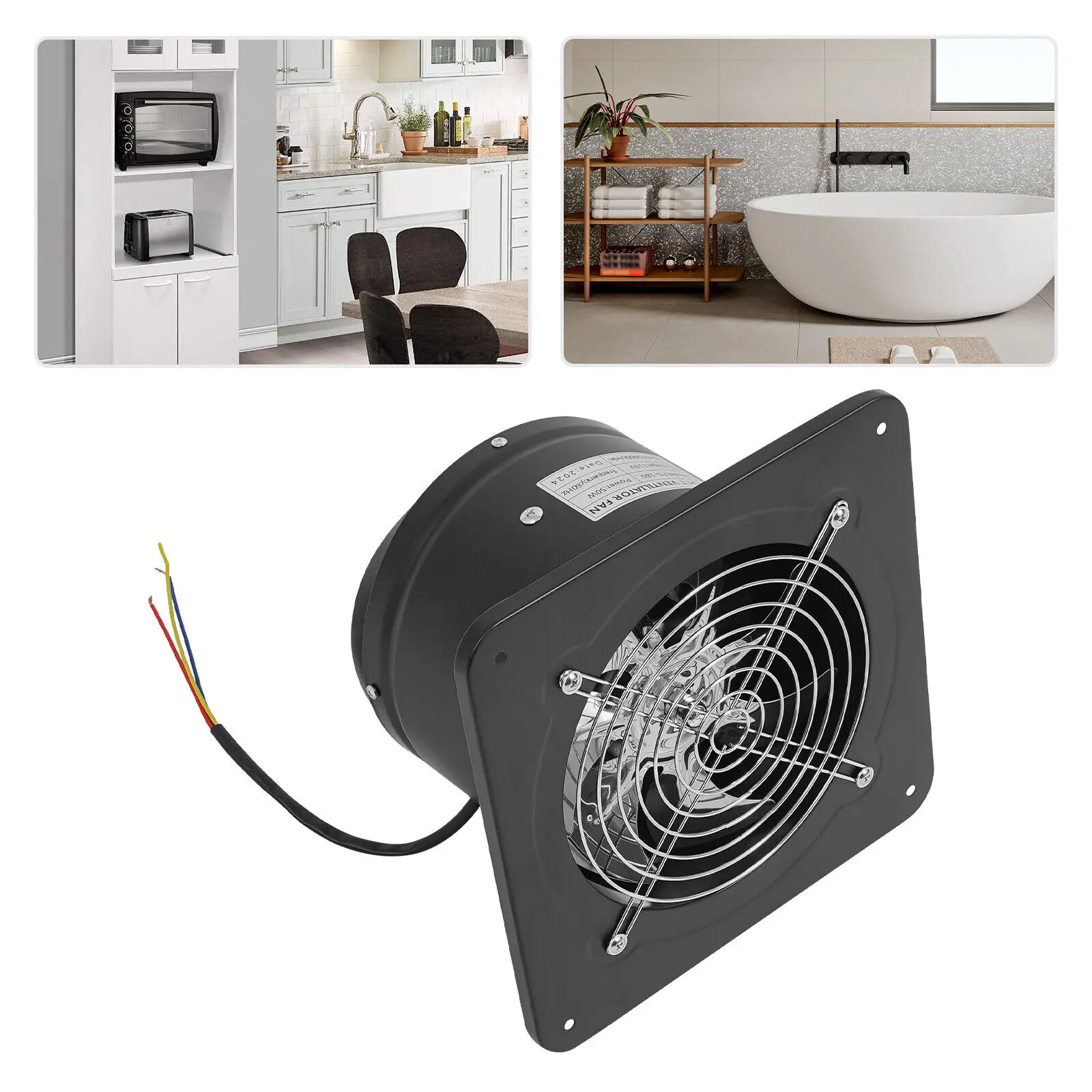 

Low-Noise Exhaust Fan (60-70dB) Compact Size (9.069.065.51in), Weatherproof Backdraft Damper & Protective Mesh