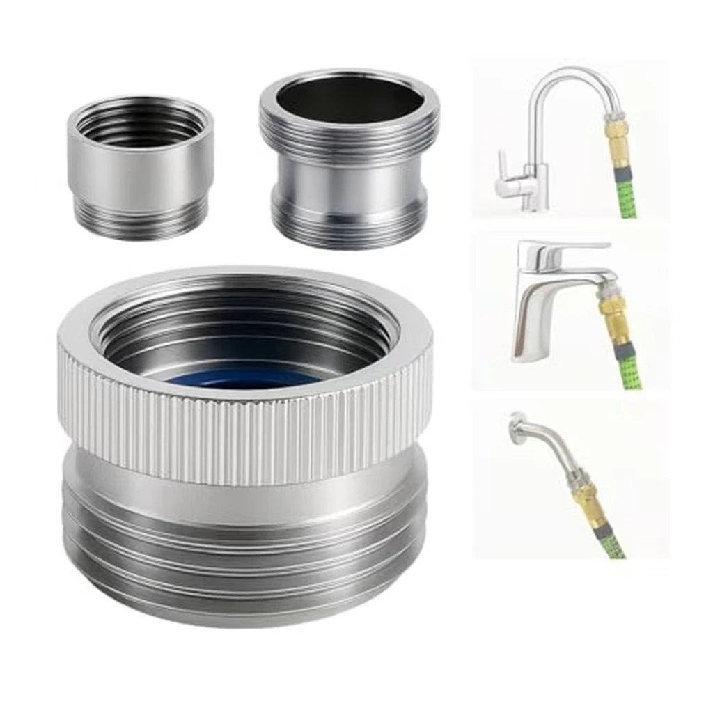 3 Piece Brass Faucet Adapter Set for Standard 3/4 GHT For Garden Hose Includes 55/64 Female 15/16 Male G1/2 Types