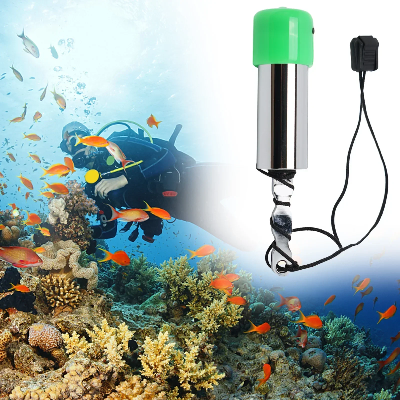 Hochet de Signalisation de Plongée Sous-marine en Acier Inoxydable, Équipement de Snorkeling avec Capteur de Bruit