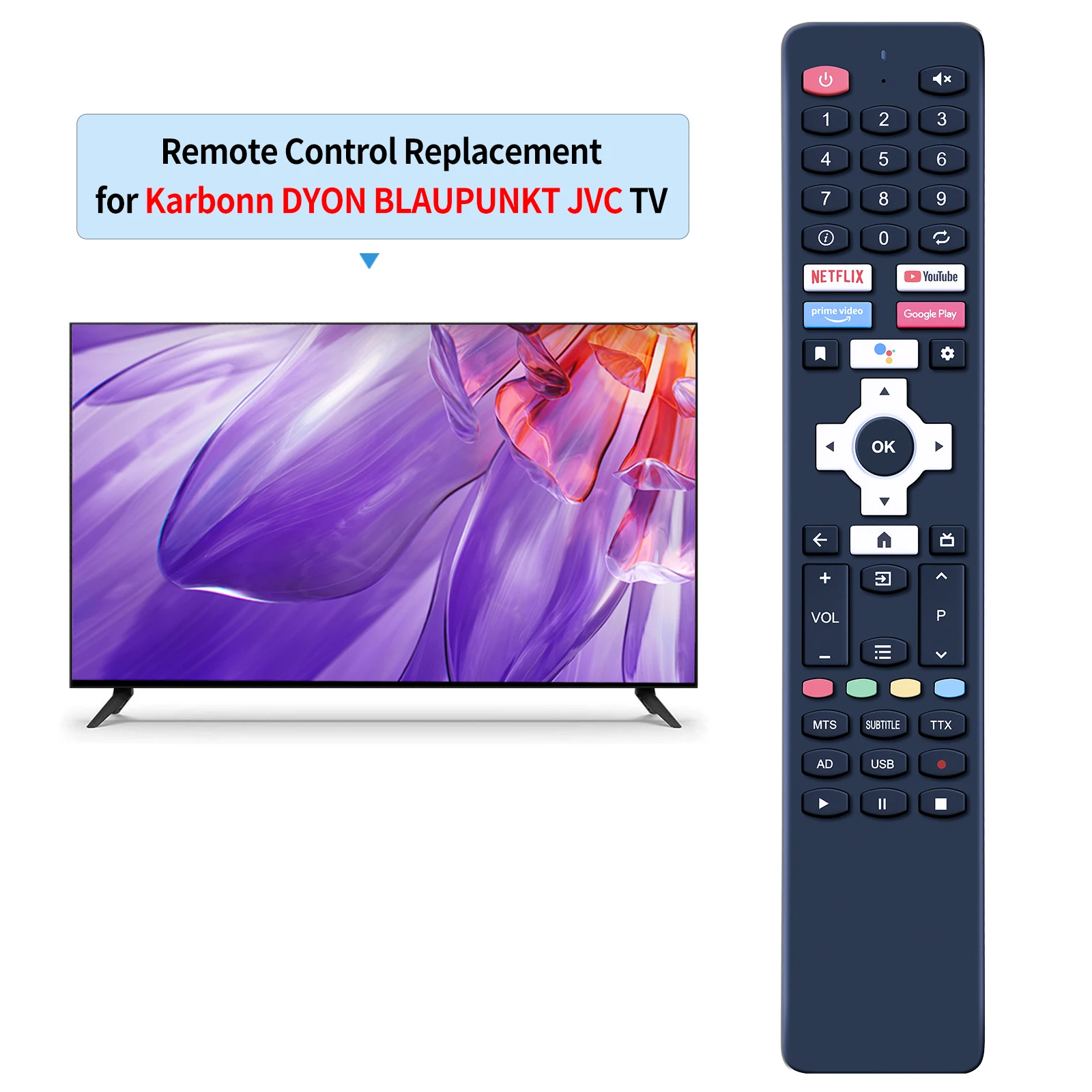 New Remote for Karbonn DYON Smart TV 42 32 40 43 AD 2 Sharp 32FG2EA BLAUPUNKT BP320HSG9700 EKO K43FSG11 K240HSG & JVC Challenger