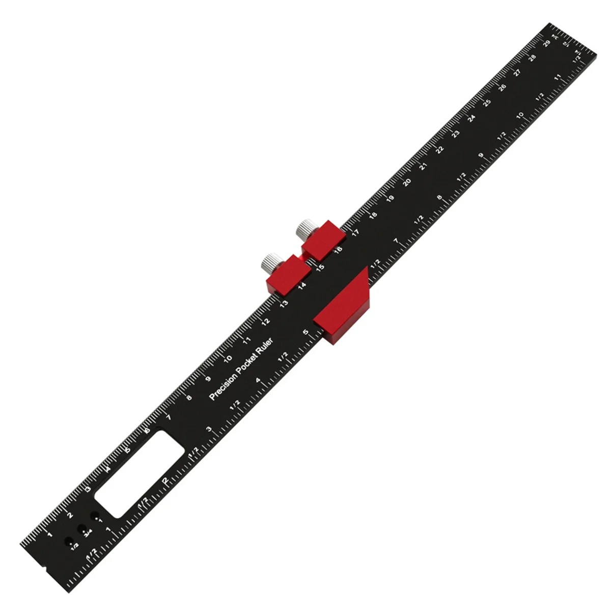 

Woodworking Precision Pocket Ruler Aluminum Alloy Slide Ruler Inch & Metric T-Type Scribing Ruler Square Layout 300mm