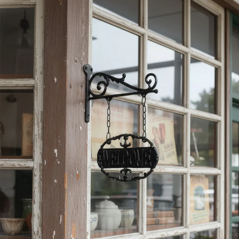 Nordic Retro and Nostalgic Cast Iron Ironwork Welcome Sign Wall Decoration Welcome Door Plate Welcome Sign, Double-sided Hanging
