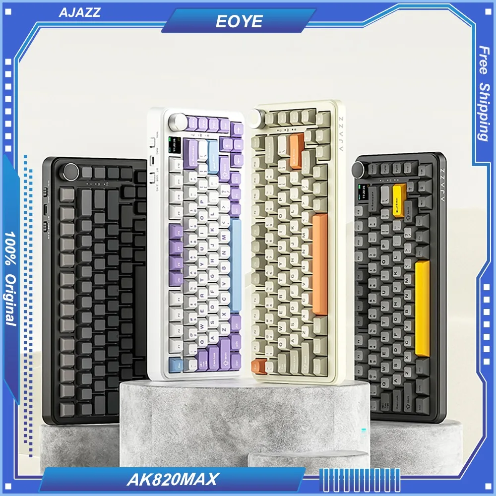 

AJAZZ AK820MAX Tri-mode Mechanical Keyboard 75% Layout Wireless BT/2.4G/Type-C Gasket 4000mAh Gaming Retro Hot Swap RGB Office