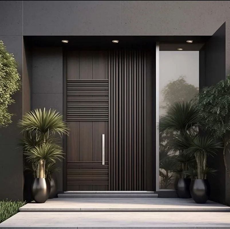 تخصيص الأبواب الخارجية للبوابة الرئيسية الحديثة تصاميم باب الدخول الأمامي لباب دخول الألومنيوم لأمن المنزل