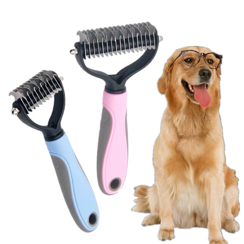 2022 Hot Hair Removal Comb for Dogs Cat Detangler Fur Trimming Dematting Deshedding Brush Grooming Tool Long Hair Curly Pet