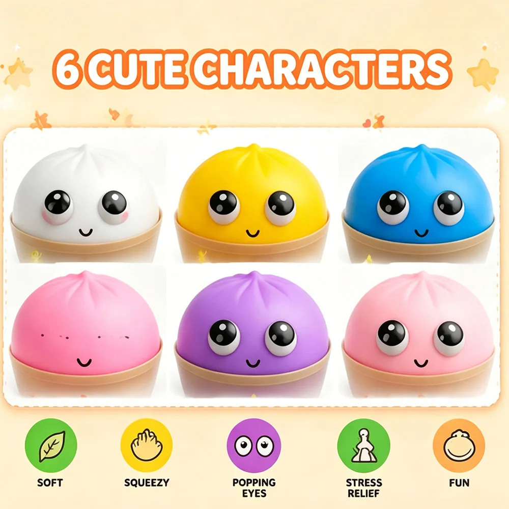 Kawaii Unicorn Bao Bun Squishy Steamer Mystery Box Eye Popping Jelly Beads Fake Food Aesthetic Desk Decor Surprise Gift view 4