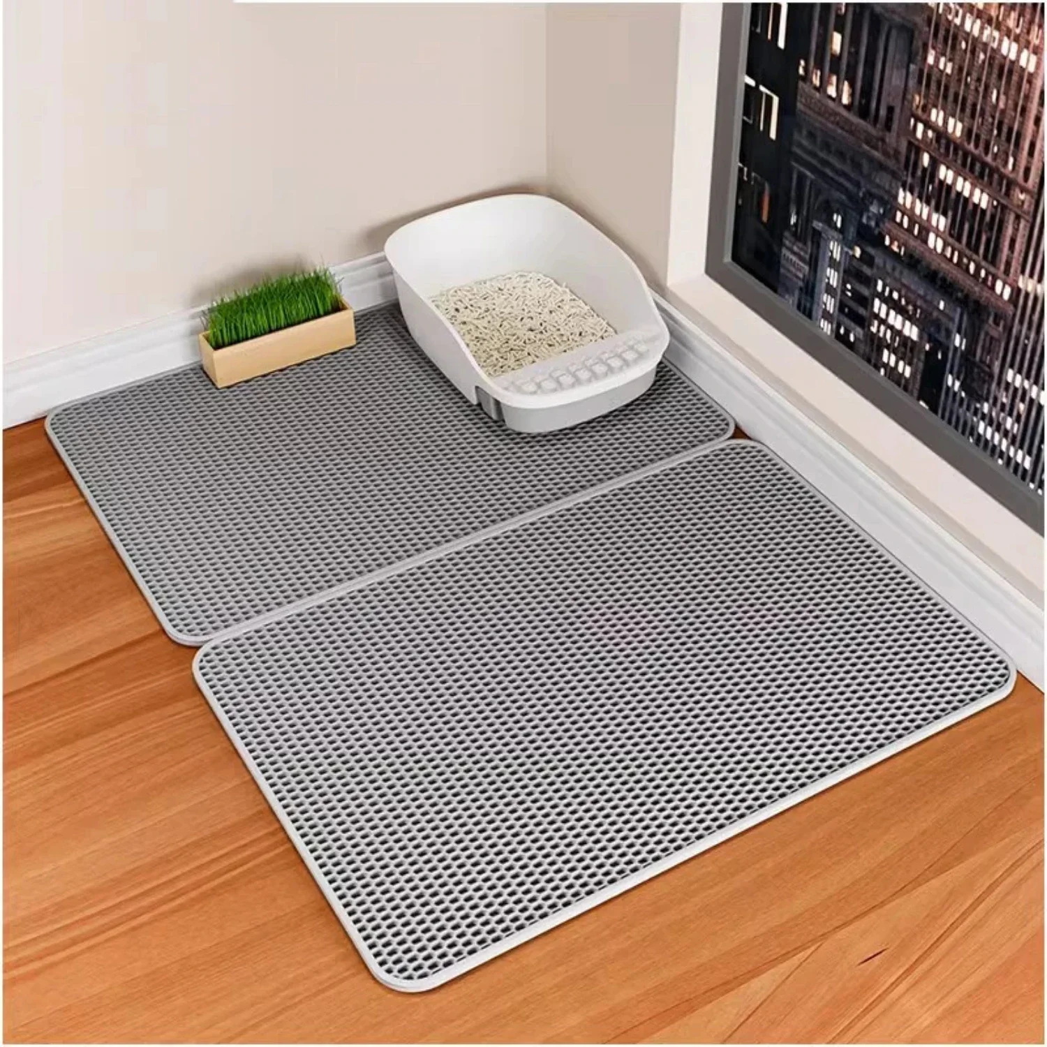 

Ideal Solution for Big Pet Litter Boxes - High-Quality, Durable, Waterproof Double Layer Cat Dog Litter Mat. Keep Your Furry Fri