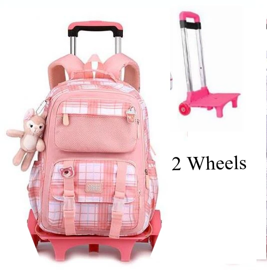 17 Inch Children School Wheeled Backpack Student Trolley Backpack School Trolley Bags for Girls School Rolling backpack Bag