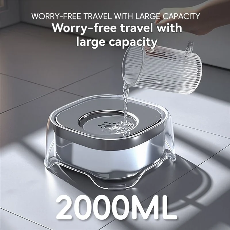 A03F-سعة كبيرة 2L الكلب وعاء مياه الشرب مكافحة سبلاش غير ترطيب الفم وعاء طعام للكلاب القطط الحيوانات الأليفة الملحقات #5