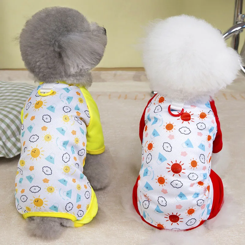 

Cooling Jumpsuit Pajamas Red Yellow Dog Clothes For Small Dogs Chiwawa Shih Tzu Costumes Bodysuit Puppy Overalls All-In-One XXL
