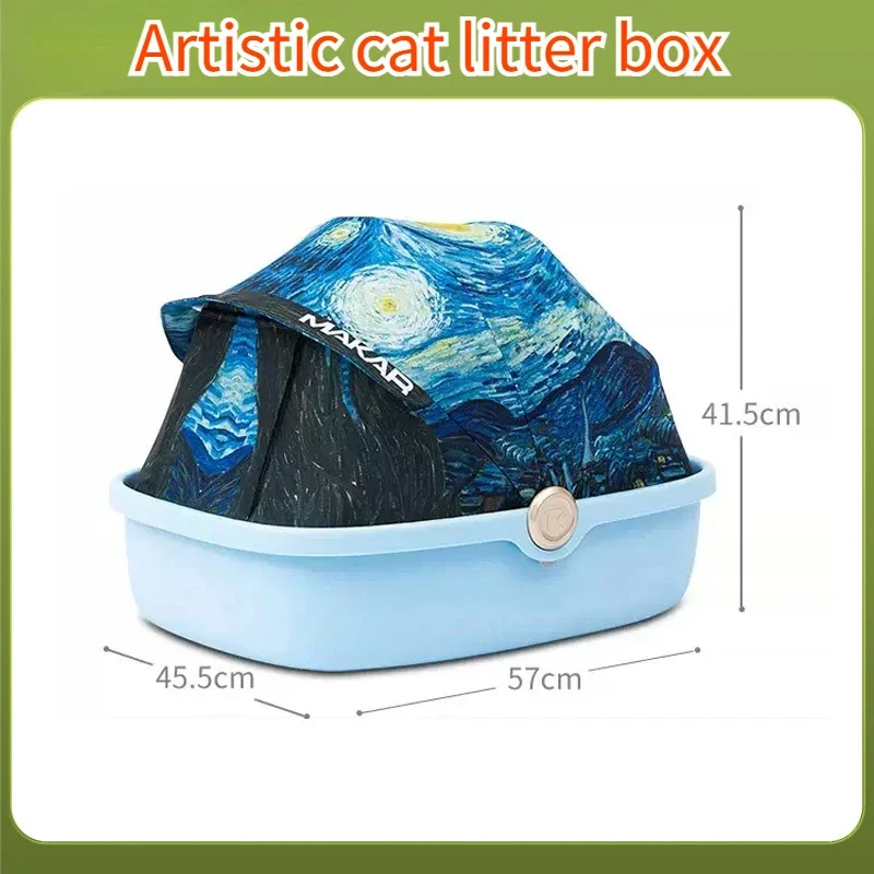 2024 Artistic Cat Litter Box Oversized Fully Semi Enclosed Cat Toilet Splash Proof with Sand Wholesale of Cat Litter Box Supplie