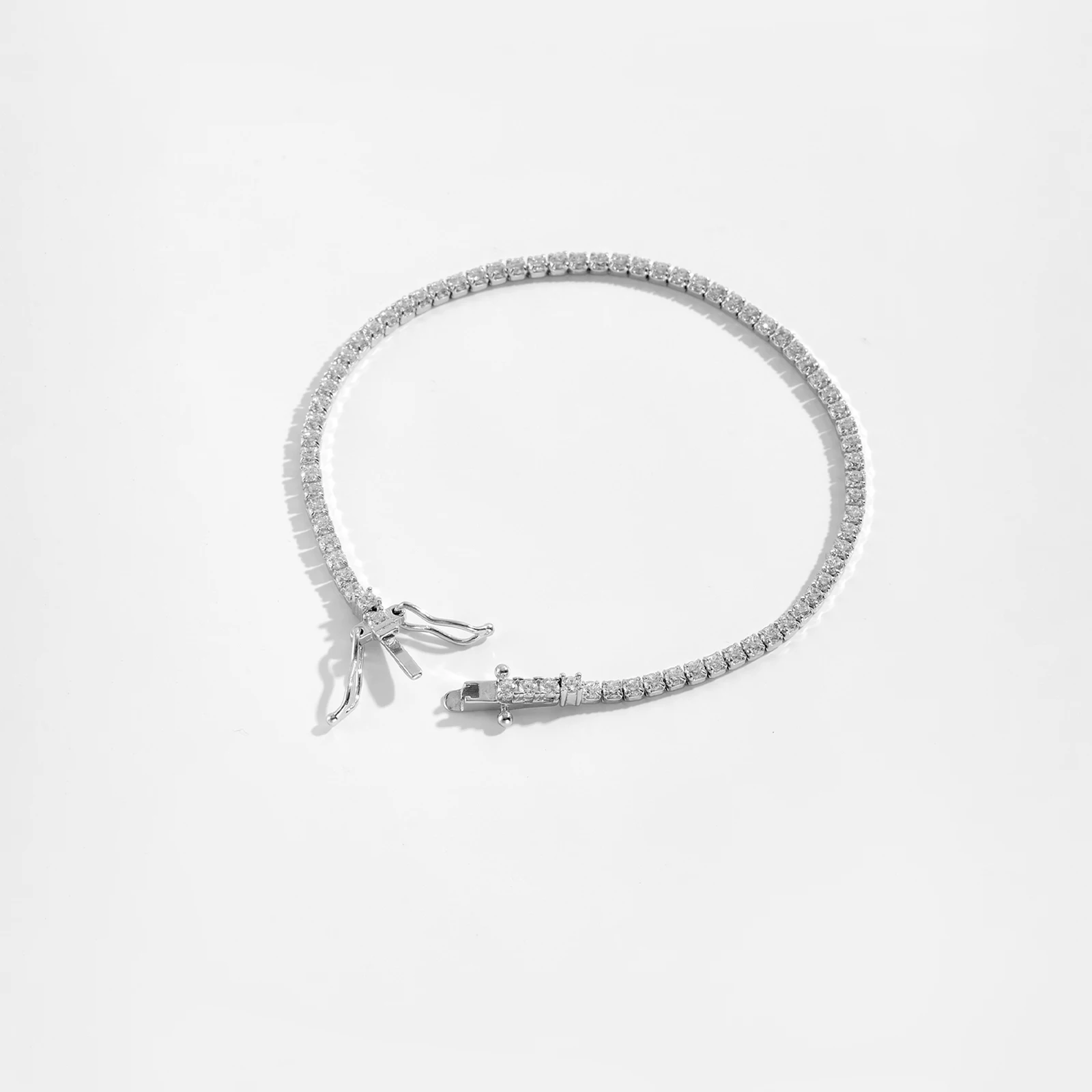 ANDYWEN 925 Sterling Silver Gold 2mm Tennis Bracelet Round Zircon CZ Bangle Claps Women Chain Crystal Wedding Fine Jewelry
