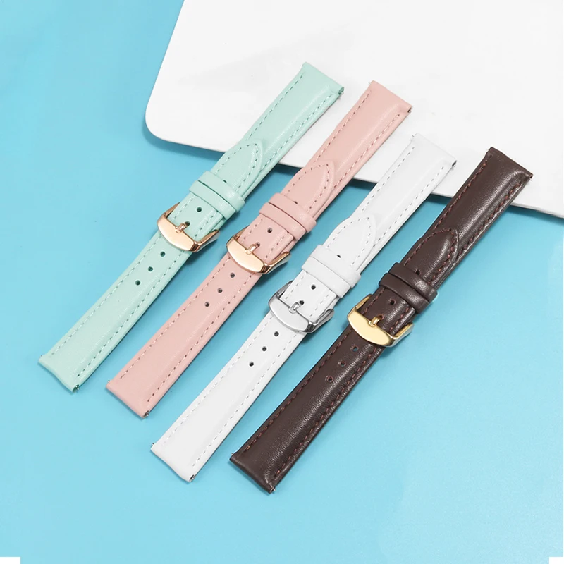 White Genuine Leather Strap For Women\'s Substitute Armani DW Tiedashi Disney Pink Watch Chain 14 16 18mm