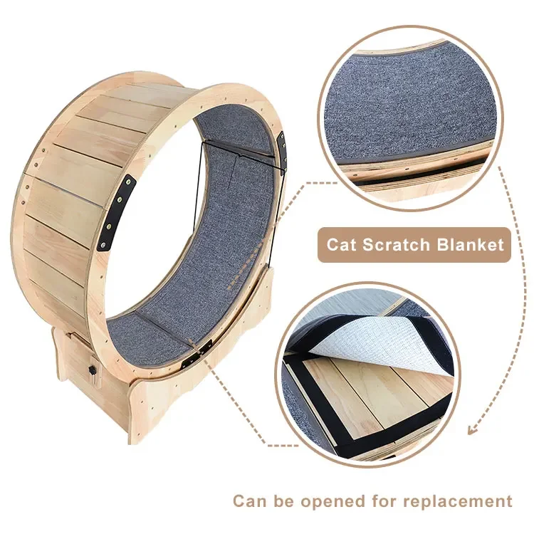 cat toy wheel Eco-Friendly Wooden Pet Exercise Wheel Treadmill Toy for Cat Running