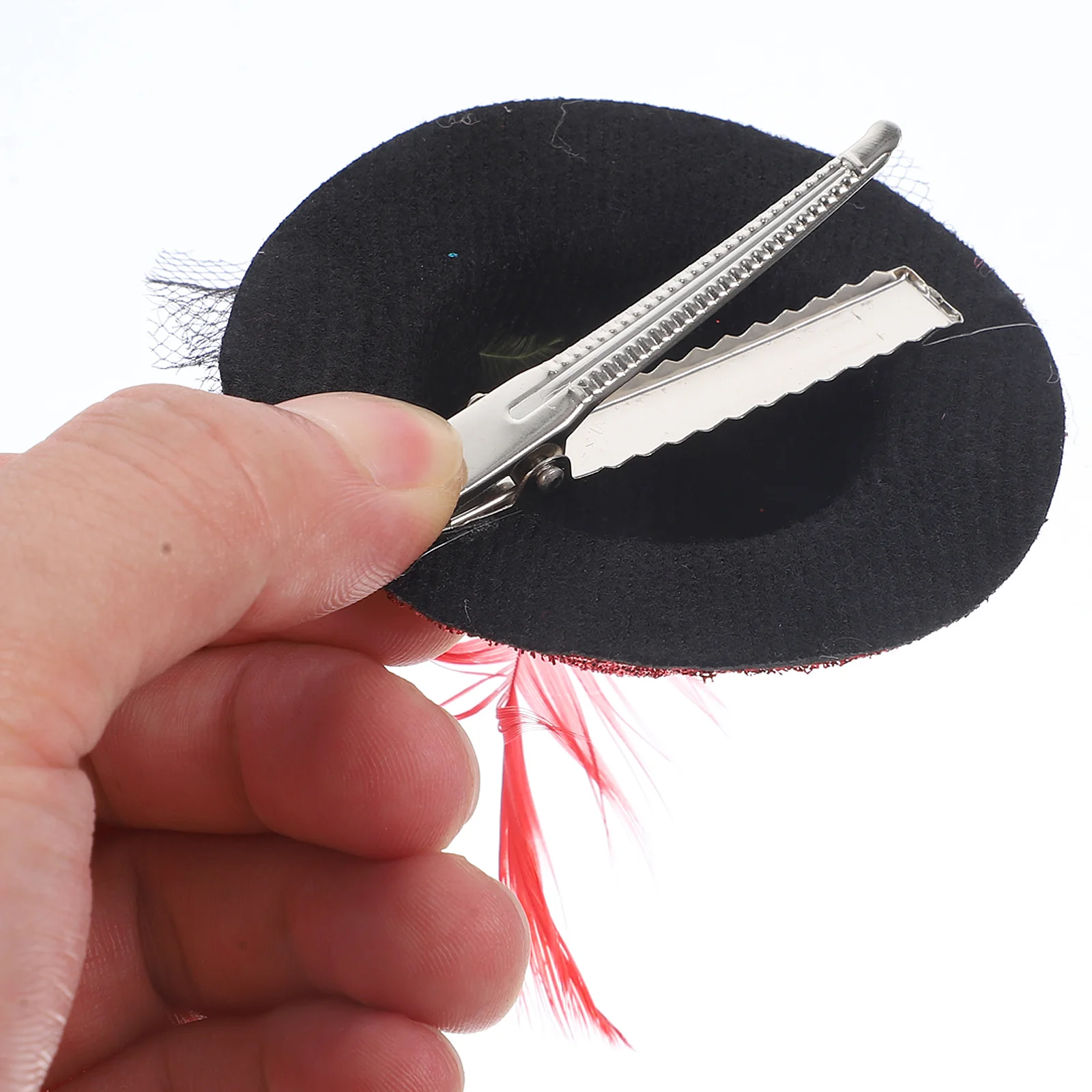 

6pcs Mini Hat Hair Clips Lightweight Polyester Barrettes Plume Hairpins Delicate Party Decorative Hair for Women