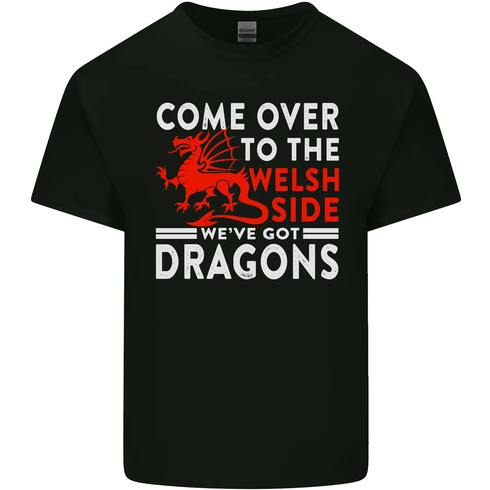 Come To The Welsh Side Dragons Wales Rugby Mens Cotton T-Shirt Tee Top