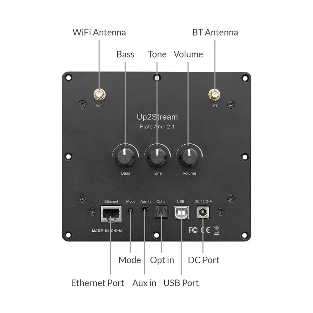 

Up2Stream Plate Amp 2.1 Беспроводная звуковая панель для нескольких комнат с системой домашнего кинотеатра с сабвуфером — 2,1 канал