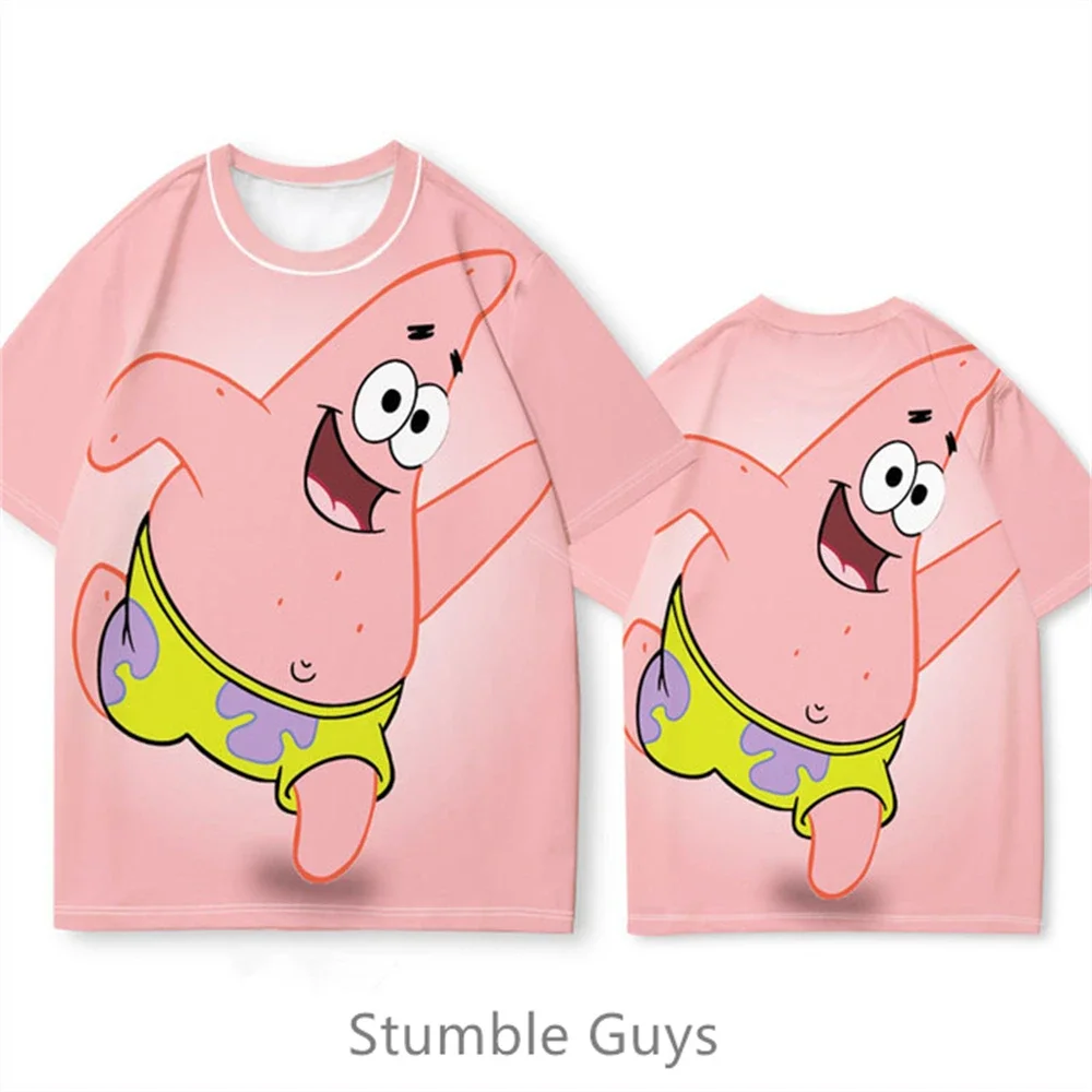 

Disney Anime SpongeBob Tshirt Kids Fashion Boys Clothes Girls SquarePants Round Neck T-shirt 2024 Summer Kids Street Sports Tops