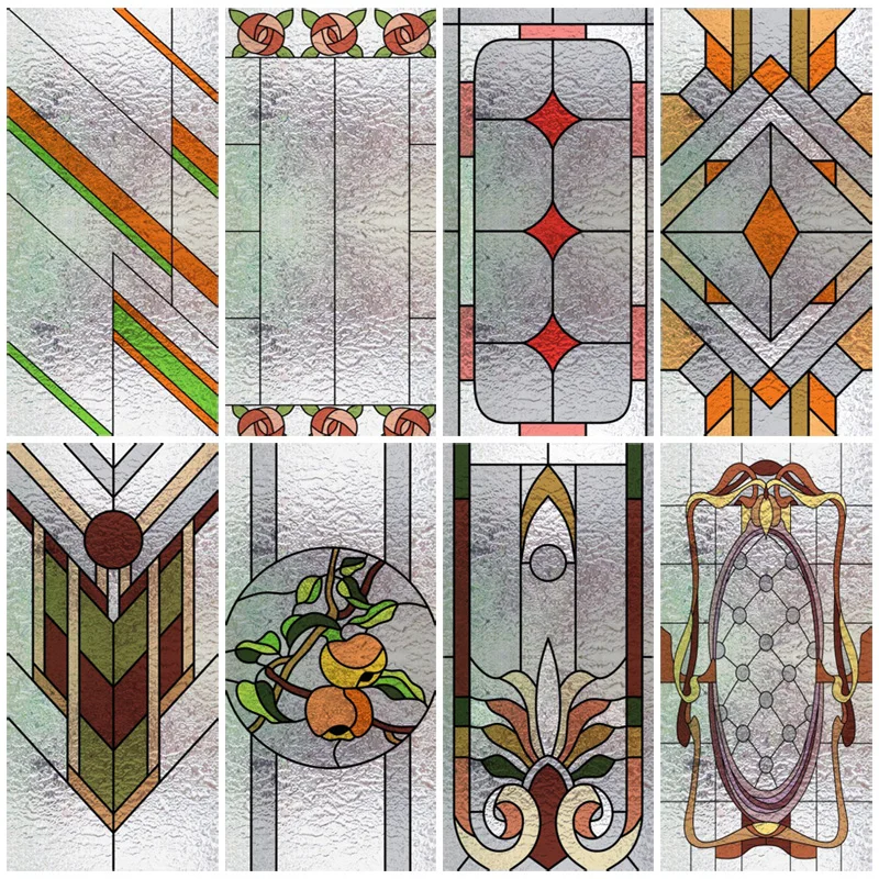 Frosted Stained Glass Window Film, 3D Matte, Static Cling,Privacy, Door Sticker,Customized for Kitchen, Office, Home Decor