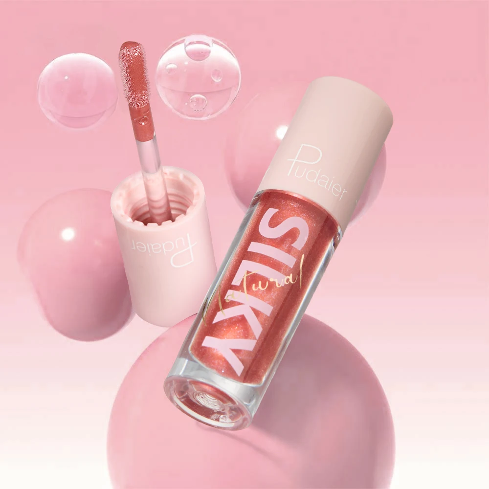Shimmering lip gloss, long-lasting shine without stickiness, smudge-proof, perfect for winter makeup.