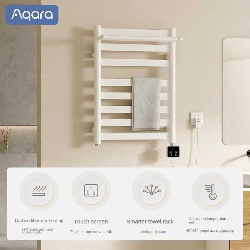 Rak Handuk Rumah Pintar Aqara H1 Zigbee 3.0 LED Kontrol Sentuh IPX4 Sterilisasi Pengeringan Pemanas Tahan Air untuk Aplikasi Apple Homekit