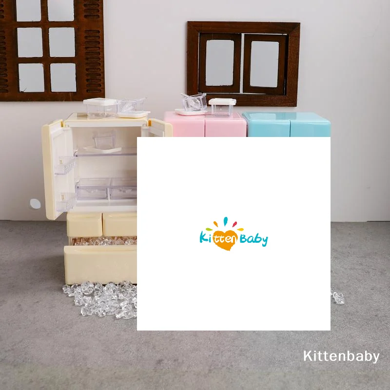 1 set miniatuur voedsel spelen keuken scène zakmeubilair model 1:12 speelhuisje speelgoed poppenhuis cartoon mini koelkast