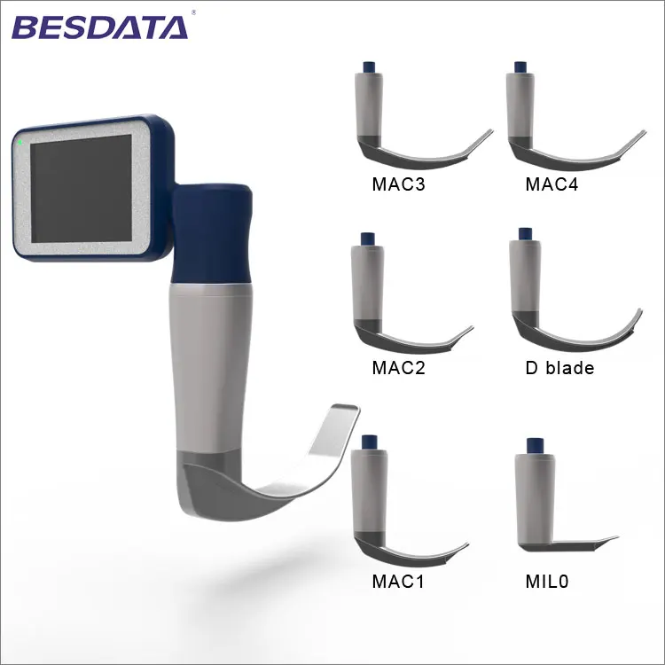 Besdata Ent Endoscope Equipment Hospital Low Price High Quality Handled Reusable Video Laryngoscope Kit for Pediatric Intubation