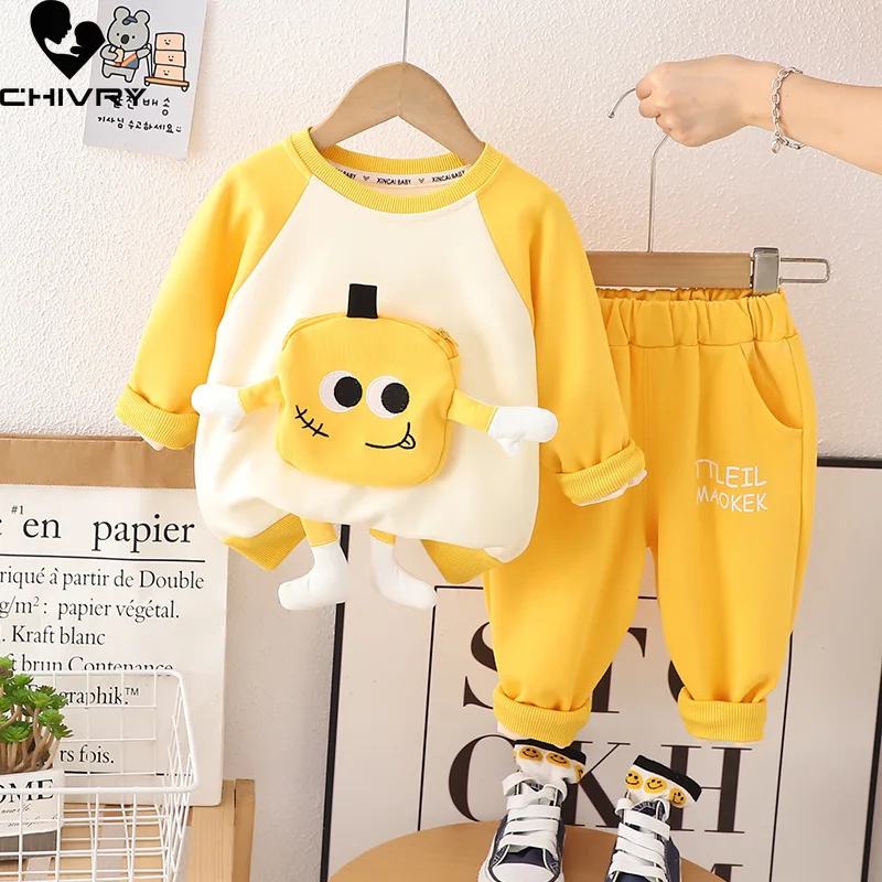 New 2023 Kids Boys Spring Autumn Fashion Cute Cartoon Pullover Sweatshirt Tops with Sweat Pants Baby Girls Casual Clothing Sets