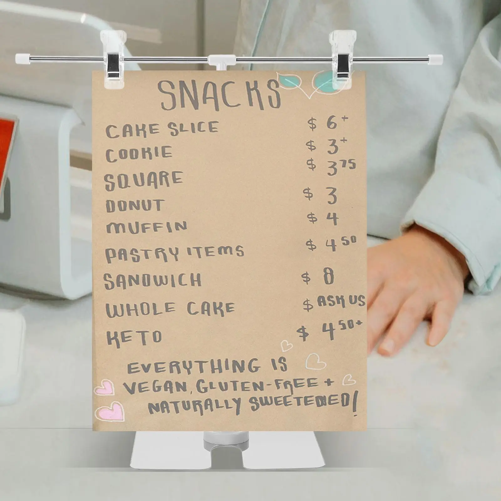 Stainless Steel Poster Banner Holder Portable Supermarket Pop Display Rack Adjustable Easy Assembly Space Saving