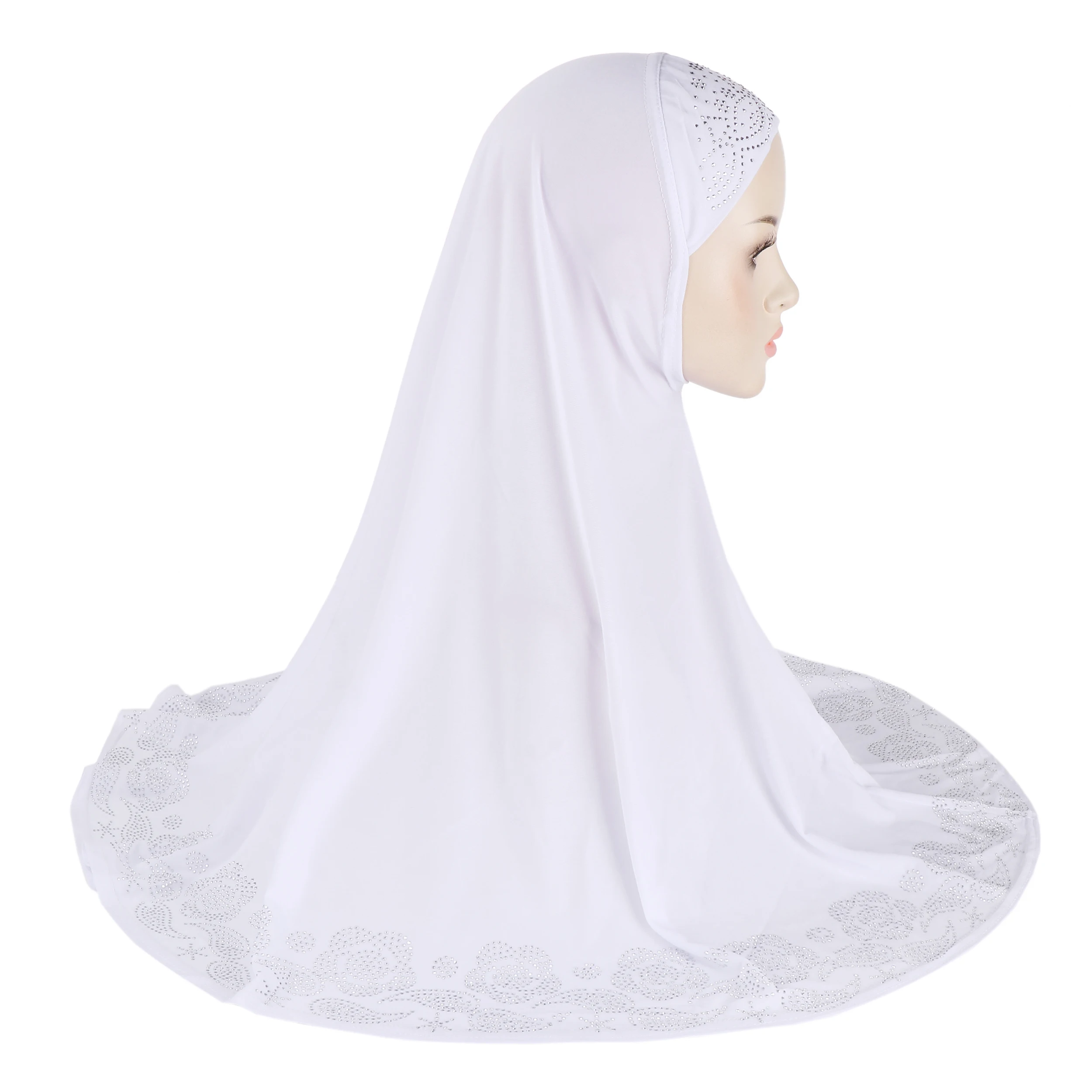 H407 Erwachsene große muslimische Hijab Schal mit Blumen Strass islamische Kopftuch Hüte Armia ziehen auf Headwrap Motorhaube – Detail 11