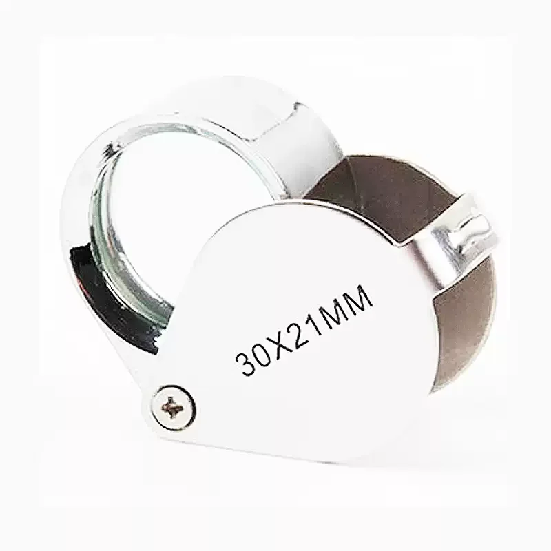 30X21mm Foldable Pocket Jewelry Loupe Mini Metal Magnifying Glass for Gemstone Jade Diamond Stamp Coin Antique Identificati Tool