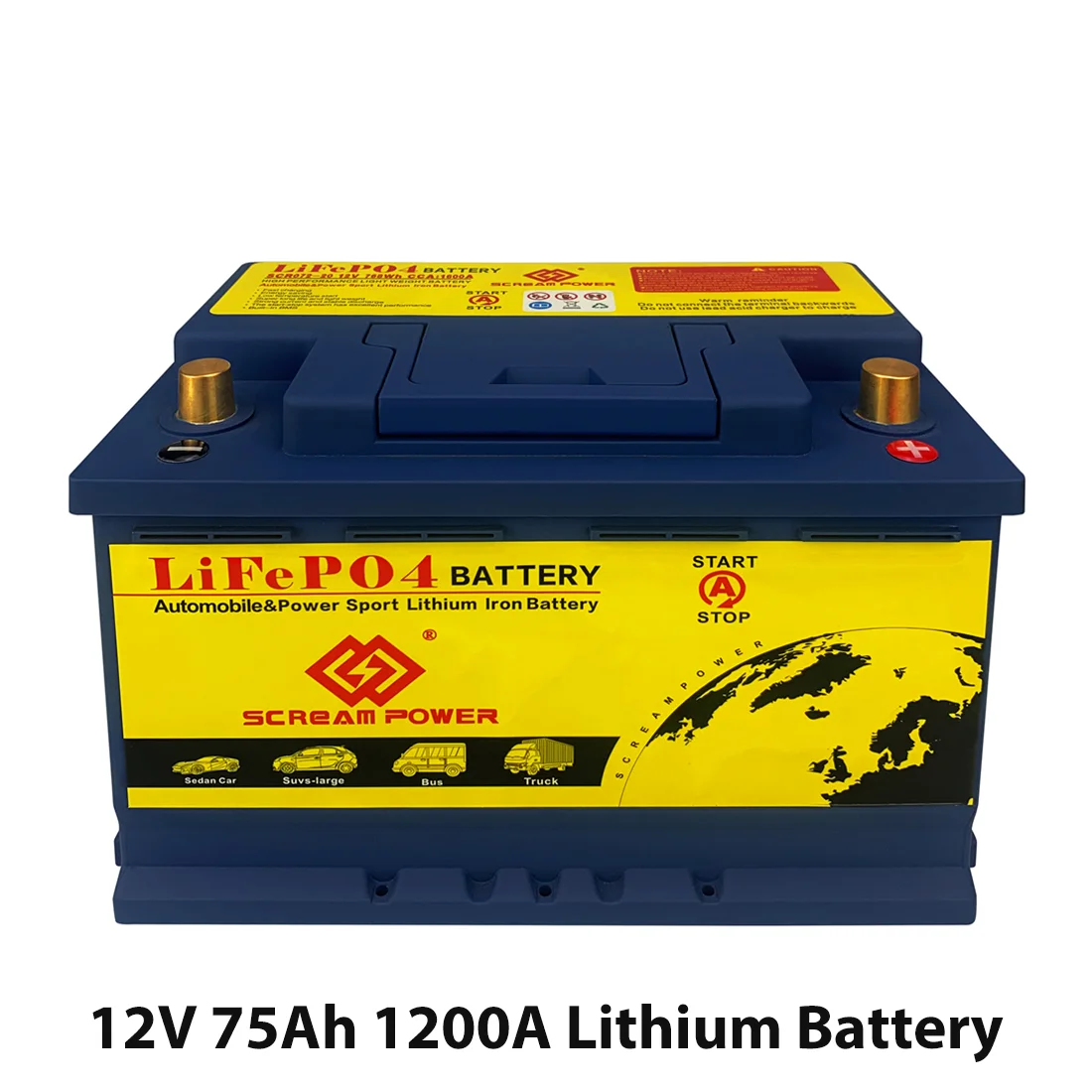 12V 75AH 1200A Motorcycles Lithium Battery Built In BMS High Performance Lithium Battery for Motorcycles,Lawn Mowers,Scooters