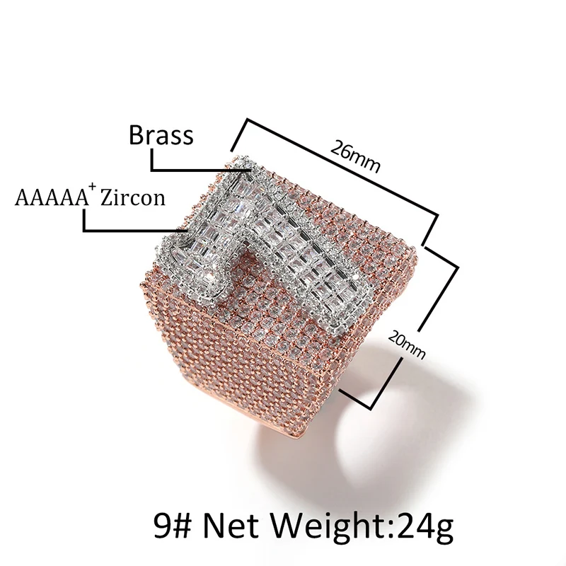 Custom 1 Letter or Number Rings 5A+ CZ Stone Bling Iced Out Big Square Finger Ring for Men Hip Hop Rapper Jewelry Drop Shipping