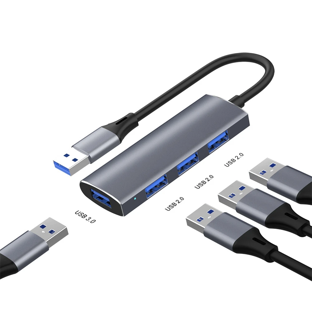 A42T-4-In-1 Portable USB 3.0+3X USB 2.0 Docking Station Hub Splitter Multiport Adapter