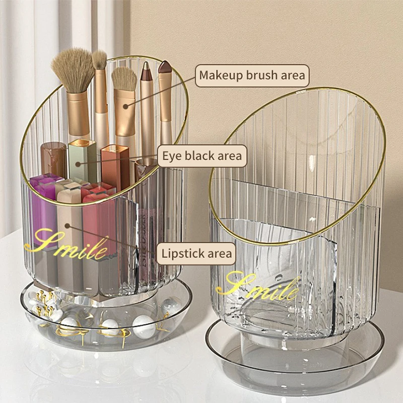 360° Rotating Makeup Brush Holder Luxury Cosmetic Organizer Lipstick Eyebrow Pencil Holder Eye Shadow Storage Box