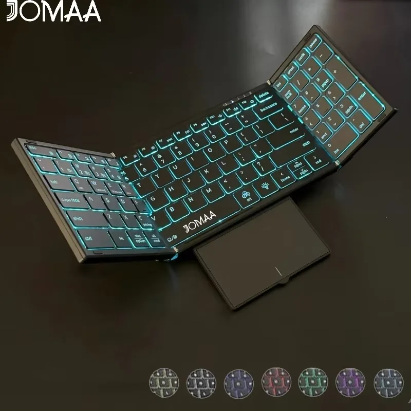 Tastiera pieghevole retroilluminata JOMAA con tastierino numerico Bluetooth e touchpad ricaricabile 2.4G compatibile con Windows e Mac OS