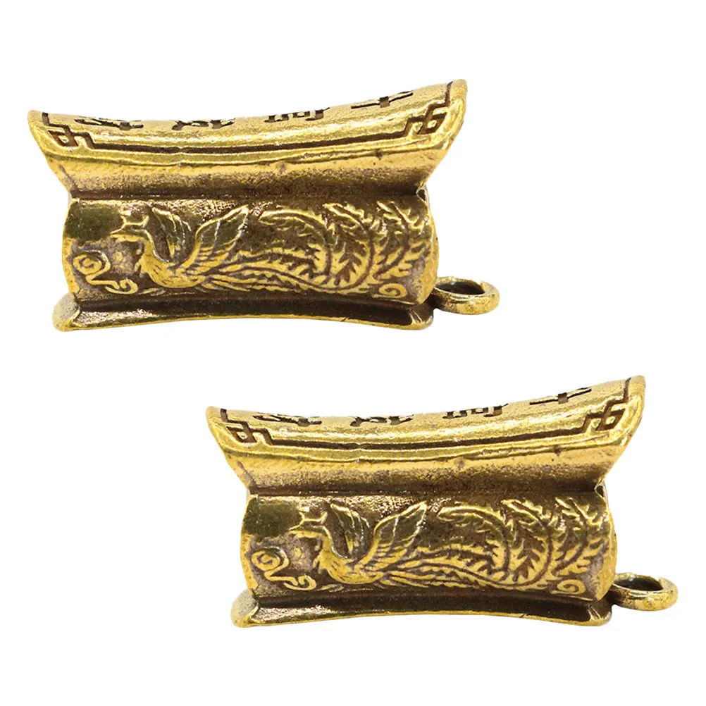 

2pcs Mini Coffin Brass Pendants Diy Ornaments Retro Dragon Durable Premium For Bag Keychain Decoration