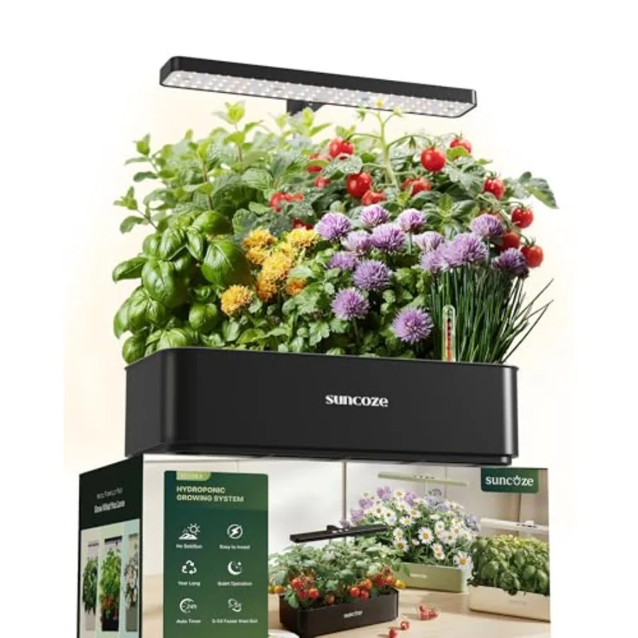 

Комплект для гидропонного выращивания в помещении с 12 контейнерами, светодиодной лампой 24 Вт, резервуаром для воды 4 л и бесшумным насосом, регулируемая высота, для выращивания трав