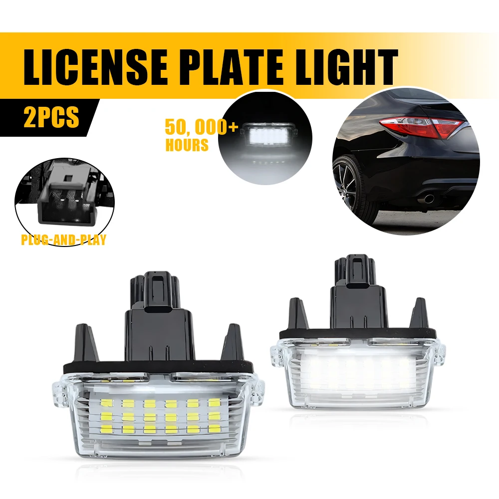 2pcs Canbus LED License Number Plate Lights Bulbs For Toyota Camry XV 50-55 2011-2017 Toyota Corolla E160/170 2012-2016 White